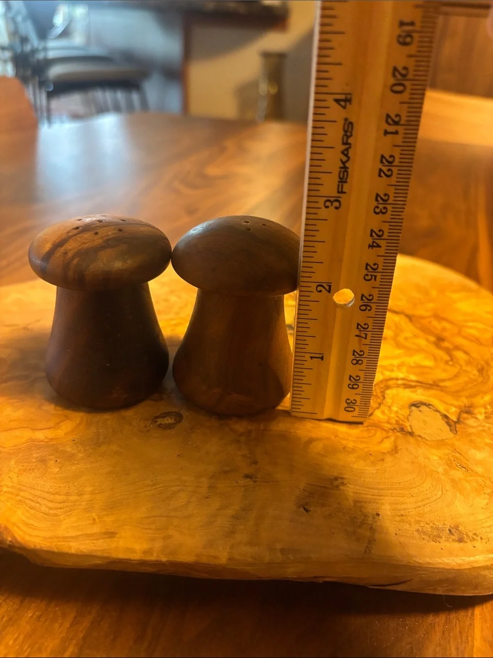 MCM Wooden Mushroom Salt and Pepper Shakers - Brown